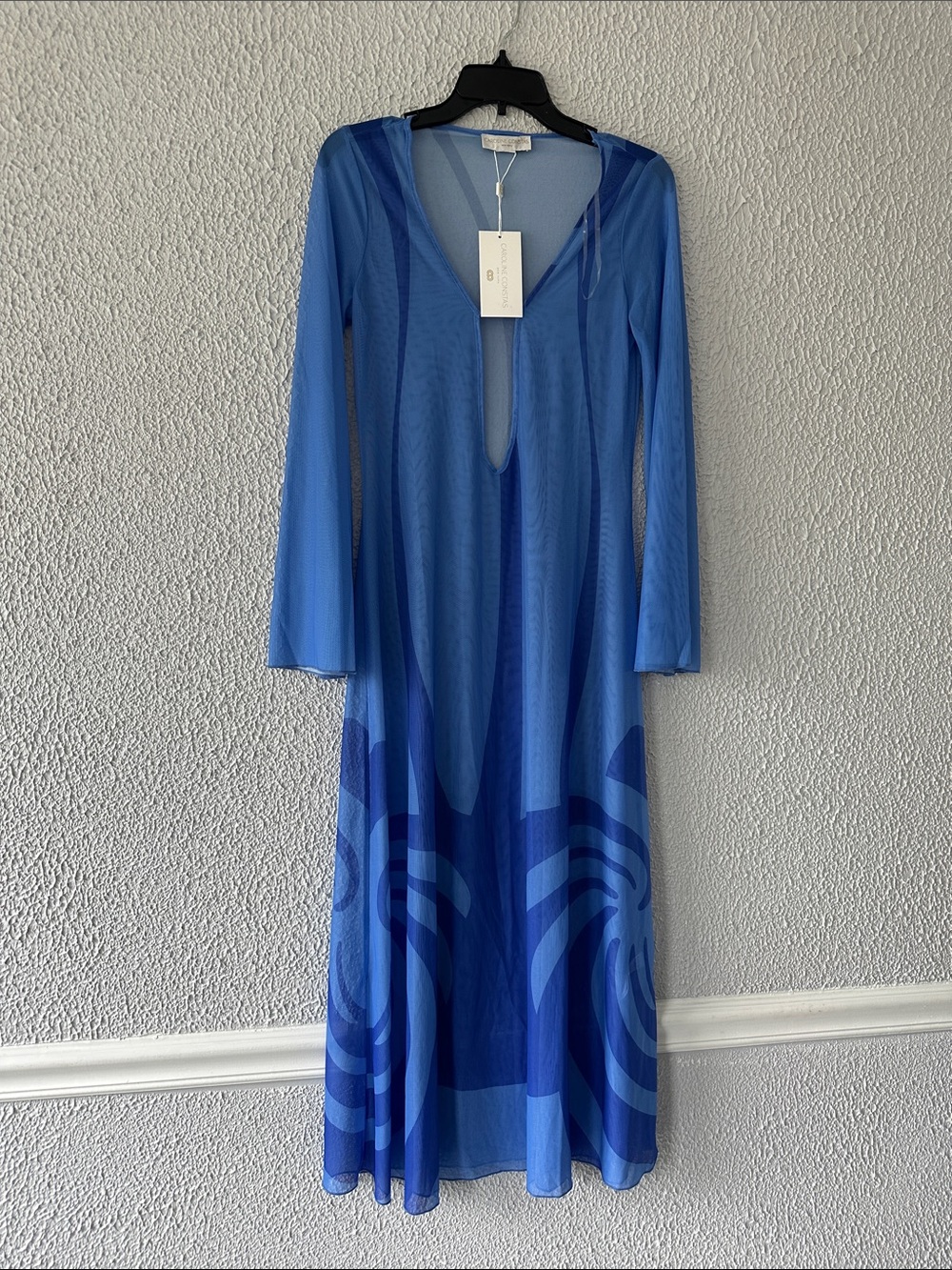 Caroline Constas Two-Tone Blue Long-Sleeve cover up Dress NWT - Picture 8 of 17